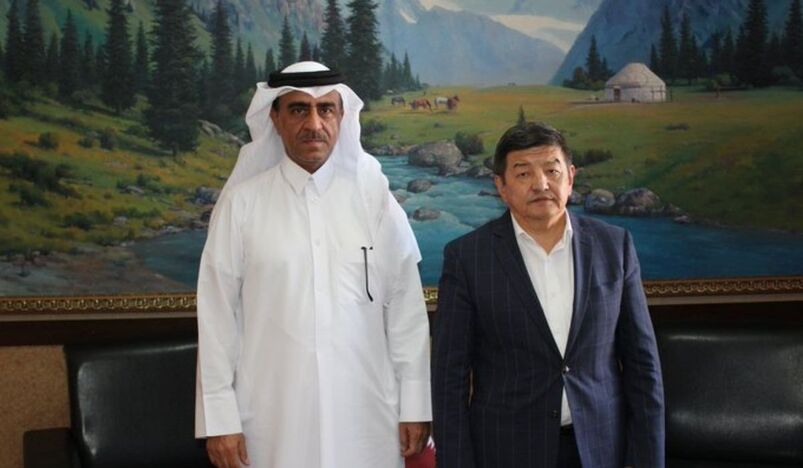Deputy PM Kyrgyz Republic Akylbek Zhaparov with Qatar's Ambassador Abdullah bin Ahmed Al Sulaiti